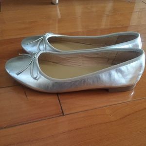 Silver leather ballet flats